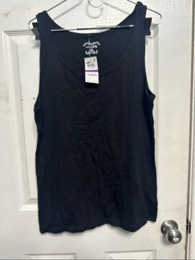 Maison Jules Black Scoop Neck Tank Top